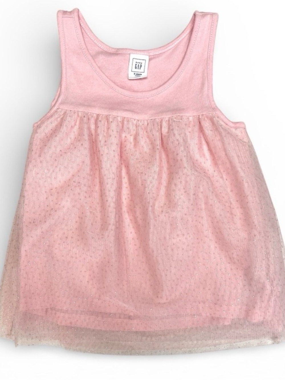 Baby Gap Girls 3T Pink Glitter Tulle Babydoll Tank Top